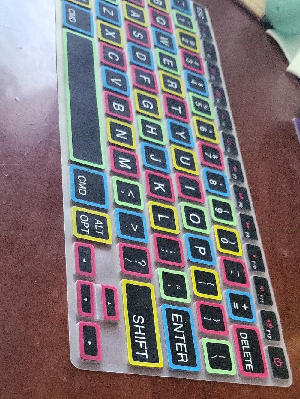 silicone keyboard cover for MacBook Pro and Air features a black layout with lar